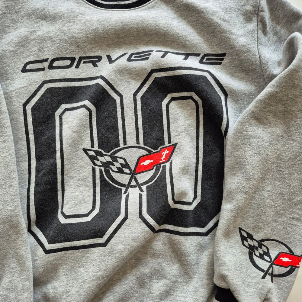 GM Corvette Official Licensed Gray Graphic Sweatshirt Crewneck Mens Large 00